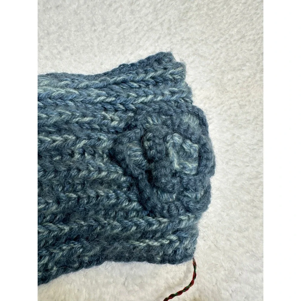 Andes Gifts wool Alpaca blend Handmade Blue Knit Headband Ear‎ Warmer-NEW